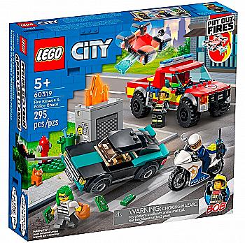 Конструктор Lego City "Пожарная спасательная служба и полицейское преследование", 60319 Конструктор Lego City "Пожарная спасательная служба и полицейское преследование", 60319