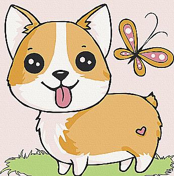 Набір для розпису по номерах 30*30 см "Цуценя коргі", 15541-AC