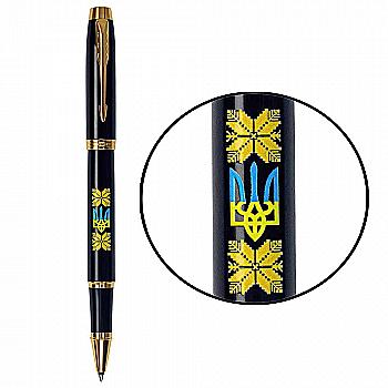 Ручка IM Ukraine Black позол. рол. Тризуб з жовт. орнаментом, Parker 22022_T1366u Ручка IM Ukraine Black позол. рол. Тризуб з жовт. орнаментом, Parker 22022_T1366u