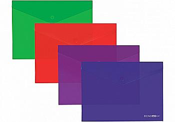 Папка-конверт А4 на кнопці, прозора, асорті E38301 Папка-конверт А4 на кнопці, прозора, асорті E38301