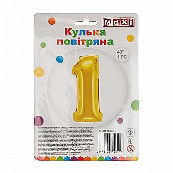 Куля повітряна золотиста фольгована "1",  82*30 см, MX634011.24-40in
