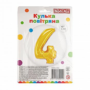 Куля повітряна золотиста фольгована "4", 76*56 см, MX634014.24-40in