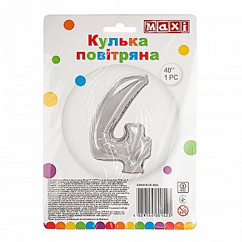 Куля повітряна срібляста фольгована "4", 76*56 см, MX634014.25-40in