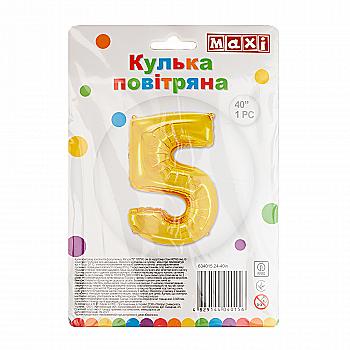 Куля повітряна золотиста фольгована "5", 80*60 см, MX634015.24-40in