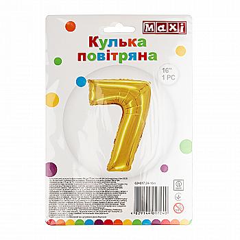 Куля повітряна золотиста фольгована "7", 40,64 см, MX634017.24-16in