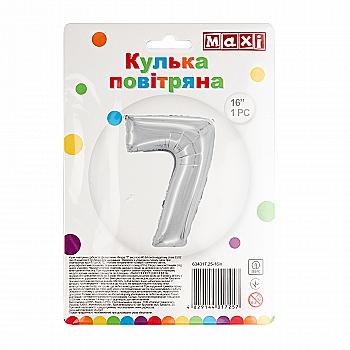 Куля повітряна срібляста фольгована "7", 40,64 см.,MX634017.25-16in