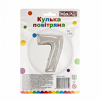 Куля повітряна срібляста фольгована "7", 81*56 см, MX634017.25-40in