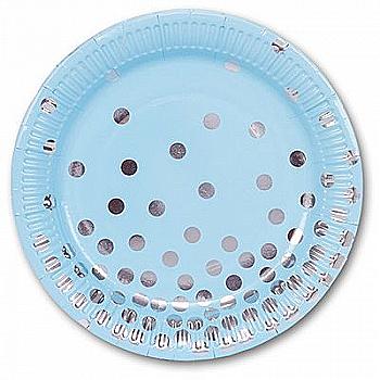 Тарелка бумажная Горошек серебро 23 см 6 ед., 1502-2876