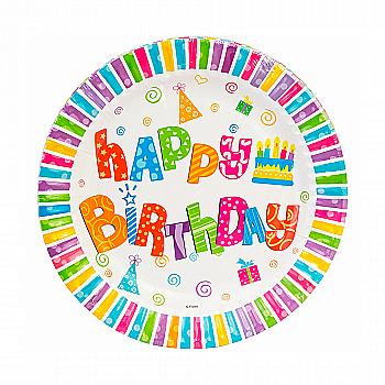 Набір тарілок паперових Happy Birthday, 17,78 см, 6шт, MX443100 Набір тарілок паперових Happy Birthday, 17,78 см, 6шт, MX443100