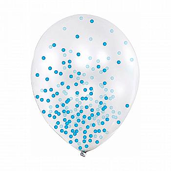 Кульки повітряні з блакитним конфетті, 6 шт., MX630005.01