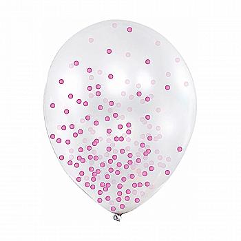 Кульки повітряні з рожевим конфетті, 6 шт., MX630005.03 Кульки повітряні з рожевим конфетті, 6 шт., MX630005.03