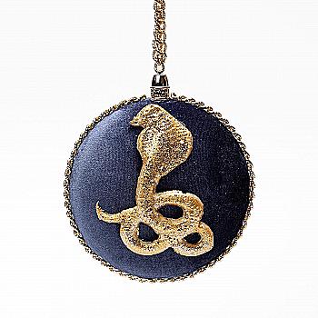 Медальон "Змейка" синяя, большая, 12 см, 2525/с