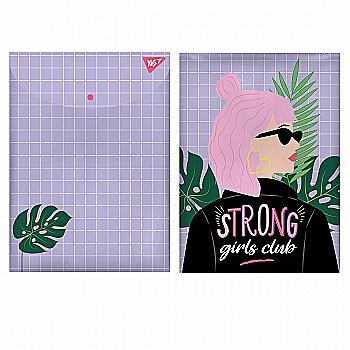 Папка-конверт на кнопці А4 "Strong Girl", 491883 Yes