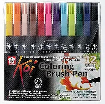 Набор маркеров Koi Coloring Brush Pen, 12 цв. Sakura
