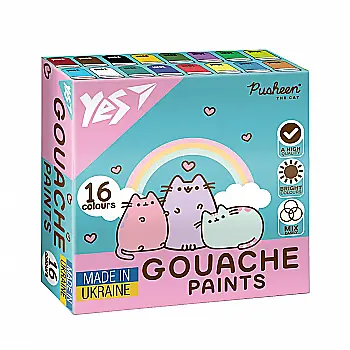 Фарби гуашеві Yes "Pusheen" 16 кол., 20 мл, 230403 Фарби гуашеві Yes "Pusheen" 16 кол., 20 мл, 230403