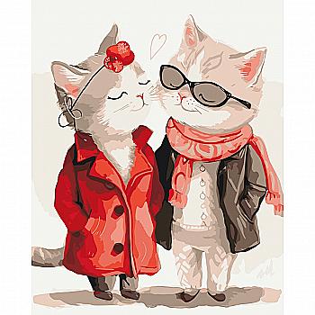 Набір для розпису по номерах 40*50 см "Котяче побачення", 11688-AC