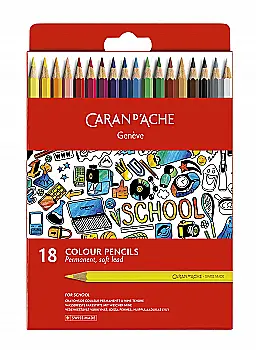 Набор перманентных карандашей 18 цв. Caran d`Ache School Lin карт. бокс, 1291.718 Набор перманентных карандашей 18 цв. Caran d`Ache School Lin карт. бокс, 1291.718