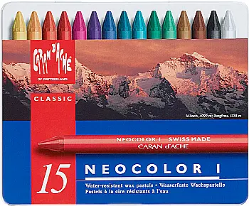 Пастель воскова водостійка 15 кол. Caran d`Ache Neocolor I мет. бокс, 7000.315 Пастель воскова водостійка 15 кол. Caran d`Ache Neocolor I мет. бокс, 7000.315