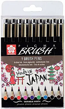 Набір лінерів Pigma Brush 9 шт., Sakura