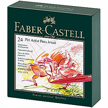 Набір ручок капілярних PITT Brush, 24 шт., в подарунк. кор., 167147 Faber-Castell Набір ручок капілярних PITT Brush, 24 шт., в подарунк. кор., 167147 Faber-Castell