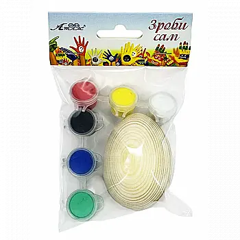 Яйце дерев`яне 6-7 см + 6 фарб по 2 мл, AS-4957 Яйце дерев`яне 6-7 см + 6 фарб по 2 мл, AS-4957