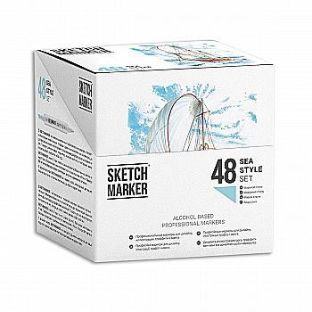 Набор маркеров SketchMarker Sea Style - Морской стиль 48 шт. (в пластик. кейсе), SM-48SEA Набор маркеров SketchMarker Sea Style - Морской стиль 48 шт. (в пластик. кейсе), SM-48SEA