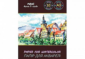 Папка для акварели, MAXI, А3, 200 г/м2, 10 л, сер. зерно, MX60921-01 Папка для акварели, MAXI, А3, 200 г/м2, 10 л, сер. зерно, MX60921-01