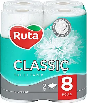 Папір туалетний "Ruta" Classic 8рул 2ш білий (8шт/ящ), 58770944 Папір туалетний "Ruta" Classic 8рул 2ш білий (8шт/ящ), 58770944