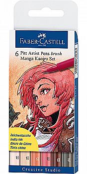 Набір ручок капілярних PITT Artist Pen Manga "Kaoiro", 6 шт. (в пласт. фут.), 167134 Faber-Castell Набір ручок капілярних PITT Artist Pen Manga "Kaoiro", 6 шт. (в пласт. фут.), 167134 Faber-Castell