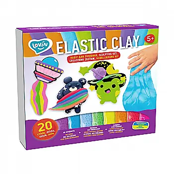 Набір для ліплення з повітряним пластиліном "Elastic Clay" TM Lovin, 20 стіків, 70140 Набір для ліплення з повітряним пластиліном "Elastic Clay" TM Lovin, 20 стіків, 70140