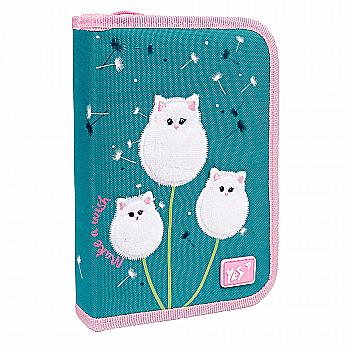 Пенал жесткий YES HP-04 "Dandelion Cats" одинарный с двумя клапанами, 533422 Пенал жесткий YES HP-04 "Dandelion Cats" одинарный с двумя клапанами, 533422