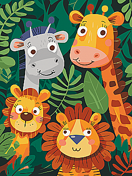 Набір для розпису по номерах 30*40 см "Веселі джунглі", 15584-AC