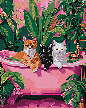 Набір для розпису по номерах 40*50 см "Коти у ванні", 11692-AC