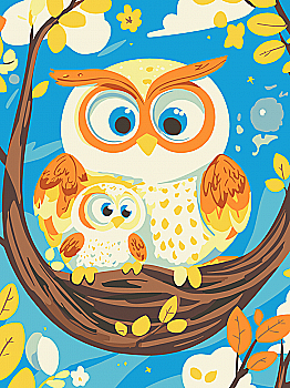 Набір для розпису по номерах 30*40 см "Матуся-Сова", 15597-AC