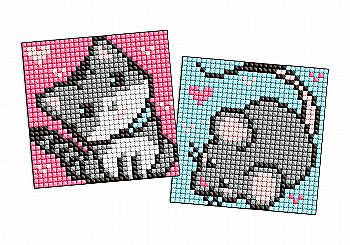 Набір з алмазною мозаїкою на самоклеючій основі "Сірі друзі" 9*9 см, AMS1049, ТМ "Ideyka"