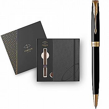 Ручка кульк. Sonnet 17 Black Lacquer позол. + блокнот Parker + подар.упак. 86 032b24 Ручка кульк. Sonnet 17 Black Lacquer позол. + блокнот Parker + подар.упак. 86 032b24