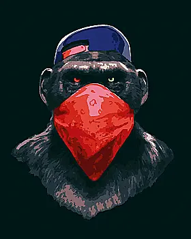 Набір для розпису за номерами "Gangster Monkey №1" 40*50 см, чорне полотно, ТМ "RIVIERA BLANCA" Набір для розпису за номерами "Gangster Monkey №1" 40*50 см, чорне полотно, ТМ "RIVIERA BLANCA"