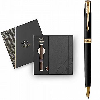 Ручка пулька. Sonnet 17 Matte Black Lacquer позол. + блокнот Parker + подар.упак. 84 832b24 Ручка пулька. Sonnet 17 Matte Black Lacquer позол. + блокнот Parker + подар.упак. 84 832b24