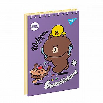 Тетрадь А6 80 л YES од. спіраль "Line Friends", 151963 Тетрадь А6 80 л YES од. спіраль "Line Friends", 151963