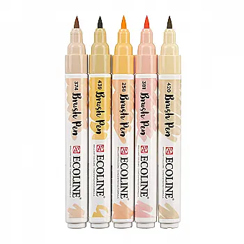 Набір пензлів-ручок Ecoline Brushpen Beige Pink, 5 шт, Royal Talens Набір пензлів-ручок Ecoline Brushpen Beige Pink, 5 шт, Royal Talens