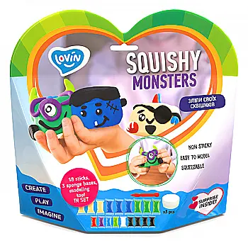 Набір для ліплення з повітряним пластиліном "Squishy Monsters" ТМ Lovin, 70130 Набір для ліплення з повітряним пластиліном "Squishy Monsters" ТМ Lovin, 70130
