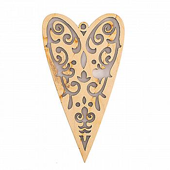Заготівка дерев`яна "Серце різблене - 4" підвіс, VD034 Заготівка дерев`яна "Серце різблене - 4" підвіс, VD034