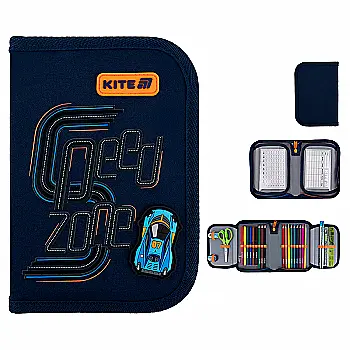 Пенал Kite 1 отделение, 2 отворота, с наполнением 622H Speed Zone, K25-622H-4 Пенал Kite 1 отделение, 2 отворота, с наполнением 622H Speed Zone, K25-622H-4