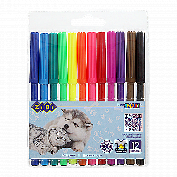 Фломастеры 12 цв. Собачки и котики, Smart Line, ZB.2815 Фломастеры 12 цв. Собачки и котики, Smart Line, ZB.2815