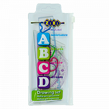 Комплект "ABCD": Линейка 15см, 2 угольника, транспортир, прозрачный, ZB.5684 Комплект "ABCD": Линейка 15см, 2 угольника, транспортир, прозрачный, ZB.5684
