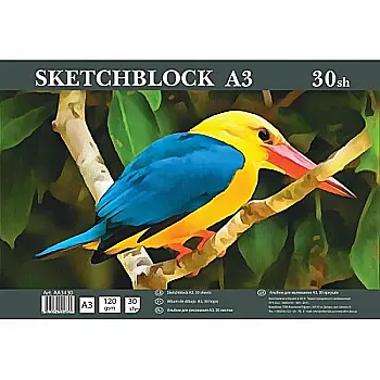 Альбом для малювання A3 30 арк. 120 г/м, на спір., АА3430 Альбом для малювання A3 30 арк. 120 г/м, на спір., АА3430