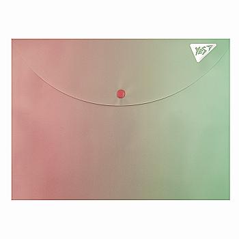 Папка-конверт YES А4 на кнопці "Fusion" рожево-зелена, 492291 Папка-конверт YES А4 на кнопці "Fusion" рожево-зелена, 492291