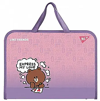 Папка-портфель Yes "Line Friends" FC на молнии, с тканевыми ручками, 492315 Папка-портфель Yes "Line Friends" FC на молнии, с тканевыми ручками, 492315