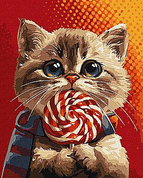 Картина по номерам 40*50 см "Котик с конфетой", KHO6594, ТМ "Ideyka" Картина по номерам 40*50 см "Котик с конфетой", KHO6594, ТМ "Ideyka"