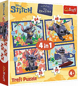 Пазл "4 in 1 (35, 48, 54, 70)" - Disney Stitch The Movie Відпустка на Гаваях, 46664, Trefl Пазл "4 in 1 (35, 48, 54, 70)" - Disney Stitch The Movie Відпустка на Гаваях, 46664, Trefl